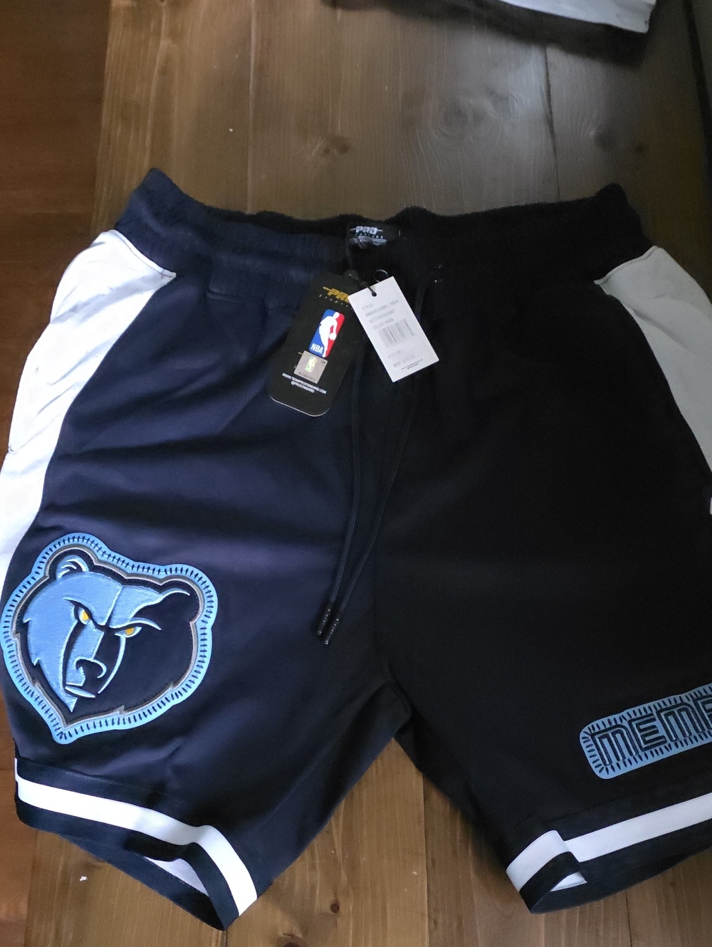 Memphis Grizzlies Navy and Black Athletic Shorts with White Trim